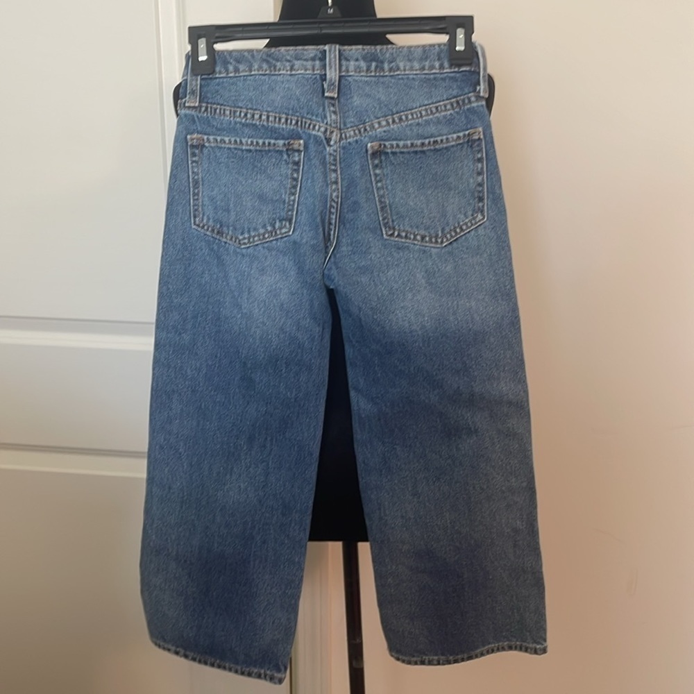 2 Pairs Girls Old Navy Adjustable Baggy Flare Baggy Wide Leg Button Jeans Size 8 - Picture 3 of 13